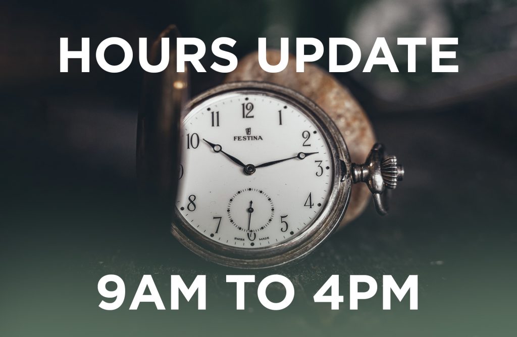 Hours Change, Friday January 14 Agate Dreams